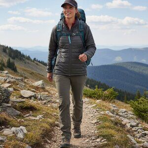 REI Puffer Jacket Womens XL Gray PrimaLoft Insulated Packable